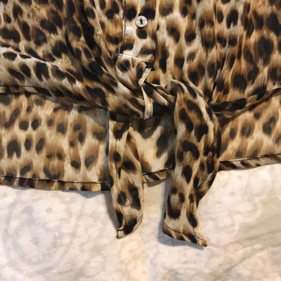 Button Up Cheetah Blouse - Picture 3 of 4